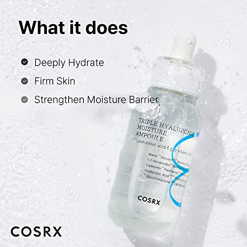 COSRX Hydrium Triple Hyaluronic Moisture Ampoule, 40ml | Hyaluronic Acid Viscous Serum | Korean Skin Care, Vegan, Cruelty Free, Paraben Free, CPN