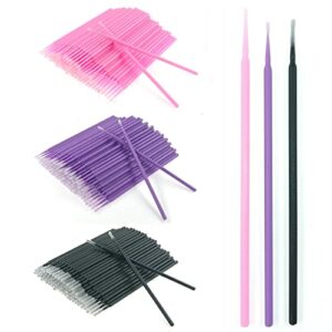 ZHIYE 300pcs Micro Applicators Brushes Wands, Disposable Applicator Eyelash Brushes Make Up Mascara Brushes for Eyelash Extension, 3 Colors