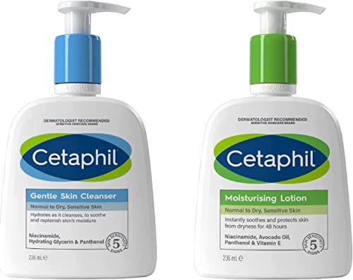 Cetaphil Gentle Skin Cleanser, 236ml, Face & Body Wash, For Normal To Dry Sensitive Skin, With Niacinamide & Glycerin, Soap Free