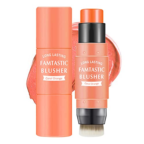 Erinde 3-in-1 Cheek Blush & Lip Tint & Eyeshadow, Creamy Blush Stick for Cheeks & Lips with Brush, Buildable Lightweight Hydrating formula, Easy