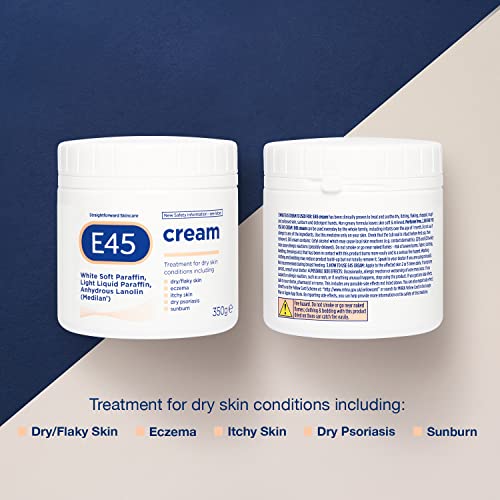 E45 Cream 350 g – E45 Cream for Dry, Irritated Skin – Moisturiser to Soothe Dry & Sensitive Skin - Dermatologically Tested Eczema Dermatitis Crea