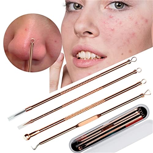 Blackhead Remover Tool, 4Pcs Comedone Extractor Tool Acne Removal Kit Pimple Popper Tool Kit Acne Needles Double Side Spot Squeezer Tool for Pimp