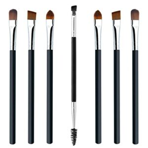 WanFengXue 7 Pieces Eyebrow Brush Set Professional Double Ended Eyebrow Brush and Spoolie Angled Brush Precision Eyeshadow Tools for Blending Def