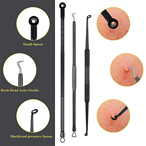 Somnr Pimple Popper Tool Kit, 11Pcs Blackhead Remover Tool Blackhead Extractor Tool Kit with White Bag,Pimple Popping Kit for Pimples, Blackheads