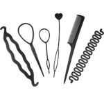6PCS Hair Styling Accessories Topsy Tail Hair Tool Hair Braiding Tools Hair Loop Styling Tools Hair Pulling Tools with Rat tail comb