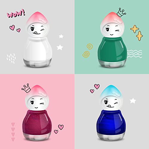 Beauty4Britain 24 x Nail Polish Doll Shaped Mix of 24 Glitter Pastel Pearl Bright Classic Colours Display Box Glass Bottles (Colour Set B)