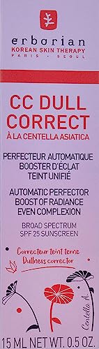 Erborian CC Dull Correct with Centella Asiatica - Korean Skincare and Makeup Cream - Primer & Blur for Radiance Boosting and Soothing Effects, Ev
