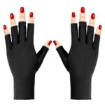 Pimoys Manicure Gloves, Gloves for Nail Lamp Light UV Protection Gloves Fingerless Gloves for Gel Nail Lamp Black