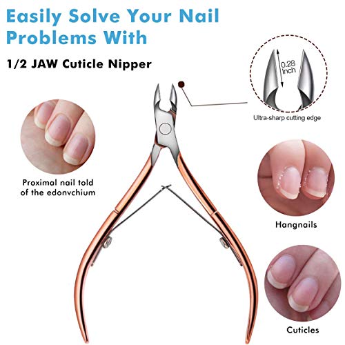 Cuticle Nippers and Cuticle Pusher, Cuticle Cutter Remover with Cuticle Scissors for Dead Skin - Durable Manicure Tools and Cuticle Clippers- Sta