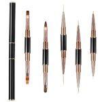 Lusofie 5Pcs Double-Ended Nail Art Brushes, Acrylic Nail Liner Brushes Nail Design Brush for Nail Painting Polishing Detail Nail Brushes for Nail