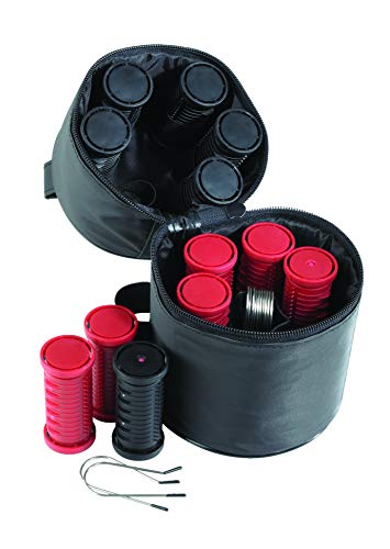 Nicky Clarke Heated 25 mm Rollers Compact Travel Set of 12, Ionic Self Grip with Pin Clips and Zip Storage Bag - NHS006, Grey