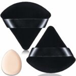 Powder Puff Face Triangle for Loose Powder Body Eyes Cosmetic Foundation (2 Triangle, 1 Mini)