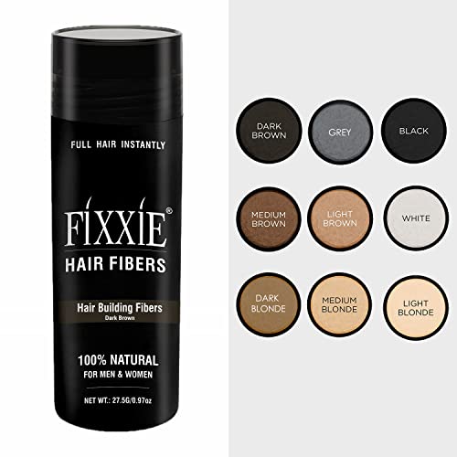 FIXXIE Hair Fibres MEDIUM BROWN for Thinning Hair 27.5g Bottle, Hair Fibre Concealer for Hair Loss for Men and Women, Naturally Thicker Looking H
