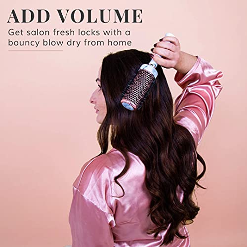 Round Hair Brush for Women Blow Dry - 43mm Ceramic Round Brush for Blow Drying, Detangling, & Styling - Marble Barrel Brush by Lily England - The