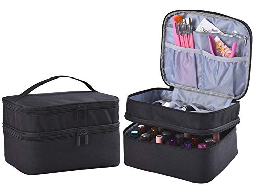 Double-Layer Nail Varnish Storage Case, Essential Oil Bag for for Nail Varnishes and Manicure, Nail Varnish Holder, Holds 30 Bottles (15ml - 0.5