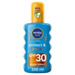 Nivea SUN Protect & Bronze Sun Spray (200 ml), Bronzing Tanning Lotion Spray with SPF30, Advanced Suncream Protection, Natural Pro-Melanin Extrac