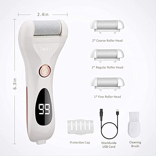 Electric Foot Callus Remover Hard Skin-Rechargeable Waterproof Tools Callus Shaver Pedicure kit for Cracked Heels and Dead Skin with 5 Replacemen