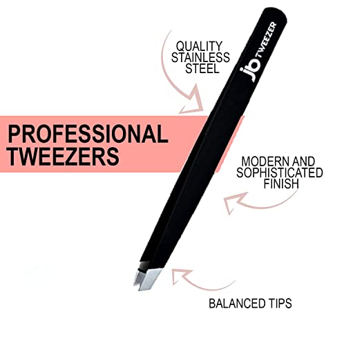 JustBlanks Professional Stainless Steel Tweezers, Best Precision Tweezers for Eyebrows - Tweezers for Women, Ingrown Hair, Splinter, Blackhead -