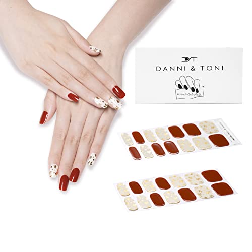 DANNI & TONI 28 Stickers Semi Cured Nail Wraps Soft Self-Adhesive Gel Nail Stickers,Salon-Quality Gel Nail Polish Strips Manicure Stickers Set (i