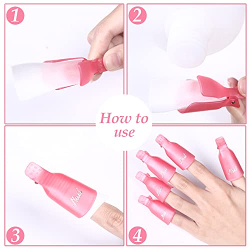 Gel Nail Polish Remover Tools Kit, VEGCOO 10 Pcs Nail Polish Remover Clips, 4 Nail Files, 200 Pcs Nail Wipe Cotton Pads, 2 Cuticle Pusher & a Nai