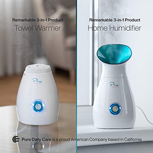 Pure Daily Care NanoSteamer Large 3-in-1 Nano Ionic Facial Steamer with Precise Temp Control - 30 Min Steam Time - Humidifier - Unclogs Pores - B