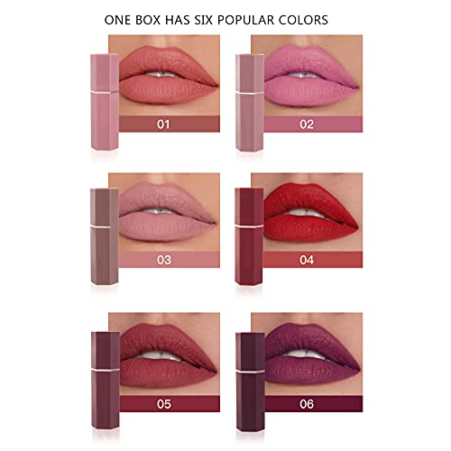 Matte Lipstick Set 6 Colors Nude Moisturizer Smooth Lipstick Long Lasting Waterproof Lipstick Makeup Gift Set