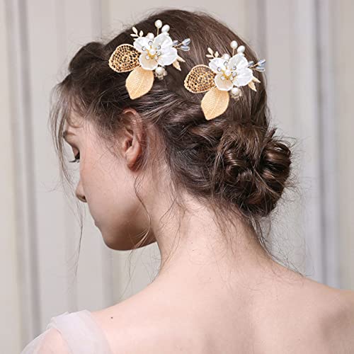 Bridal Wedding Hair Clip Comb,Pearl Wedding Hair Accessories,Bridal Decoration Hair Comb Headpiece for Women Girls Brides Bridesmaids Sparkly Bea