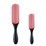 2 PCS Hair Brushes for Curly Hair, VEGCOO 9-Row Cushion Brush Nylon Bristle with Anti-Static Rubber Pad, Styling Hairbrush Tools for Blow Drying