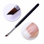 Oblique Head French Tip Nail Brush Black Handle UV Gel Acrylic Painting Drawing Pen Pack of 1, HJ-NB078