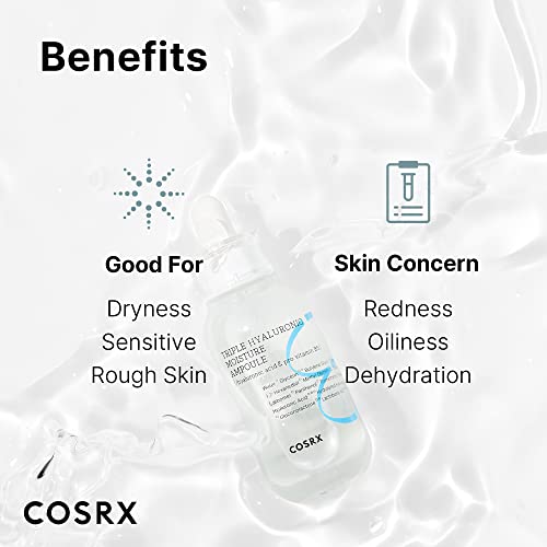 COSRX Hydrium Triple Hyaluronic Moisture Ampoule, 40ml | Hyaluronic Acid Viscous Serum | Korean Skin Care, Vegan, Cruelty Free, Paraben Free, CPN