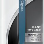 Cliganic Professional Eyebrow Tweezers Slant Tip Precision for Men & Women, Stainless Steel Best for Plucking Chin Facial Hair 90 Days Warranty