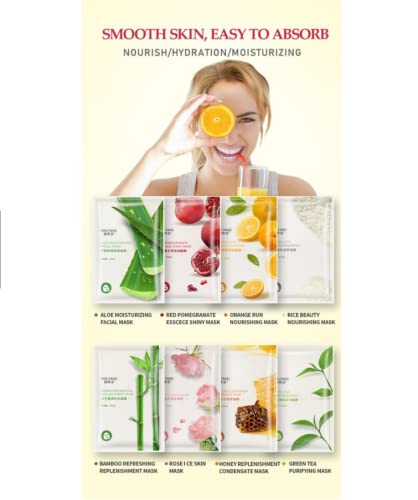 Organic Face Mask,Collagen Face Mask Sheet,Fruit Extracted Beauty Face Mask Multipack,Skincare Facial Mask Sheets,Facial Mask facial,Moisturizing