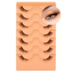 Half Lashes Natural Look Clear Band False Eyelashes Faux Mink Lashes Volume Fake Eyelashes 7 Pairs Multipack by Eefofnn