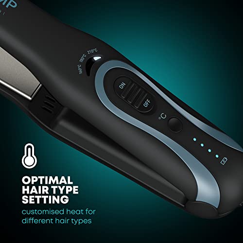 REVAMP Progloss Liberate Shine Cordless Straightener, Ceramic Compact Straightener with Lithium-Ion Technology for Frizz-Free Hairstyles, Infused