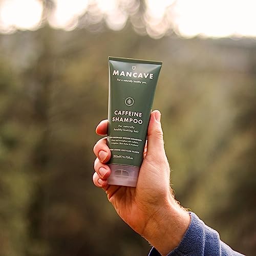 ManCave Caffeine Shampoo 200ml for Men, Support and Encourage Healthy Hair Growth with Caffeine, Panthenol and Vitamin E, Natural Formulation, Su