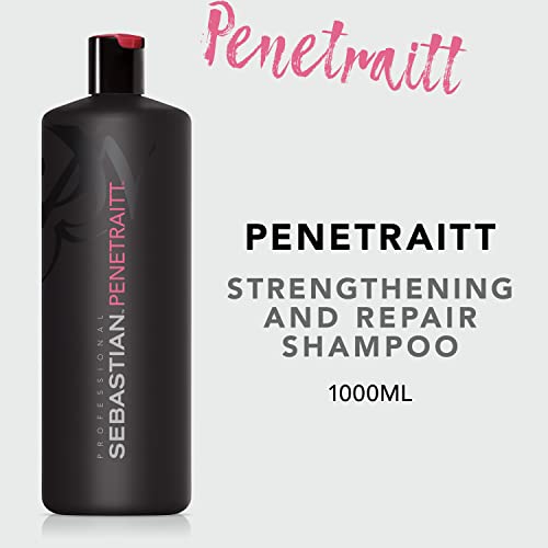 Sebastian Professional Penetraitt Shampoo, Strengthen & Repair for Damaged Hair, Professional Hair Care, 1L