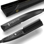 VIKICON Beard Straightener, 30s Quick Heated Beard Brush, Mini Heating Straightening Comb for Men, Ionic/Lightweight/Fast/Anti-scalding Hot Hair