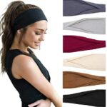 TERSE Headbands Women Elastic Wide Workout Headband for Women's Hair Sports Yoga Hair Bands Hair Accessories for Women 6 Pack
