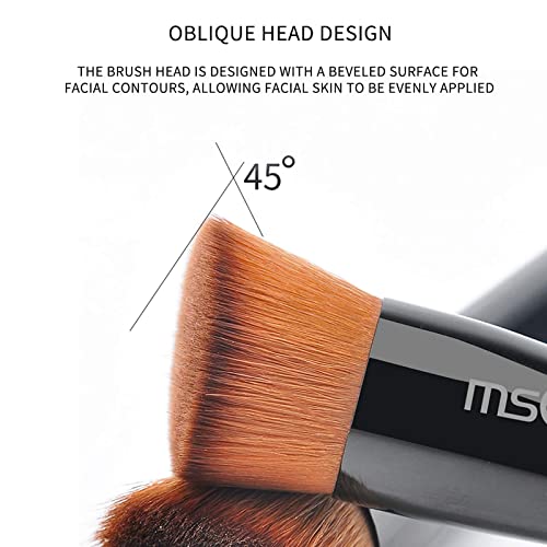 MSQ Make Up Brush Foundation Kabuki Flat Top Perfect for Blending Liquid Make Up Flawless Powder Cosmetics Premium Foundation Brush, Buffing, Ble