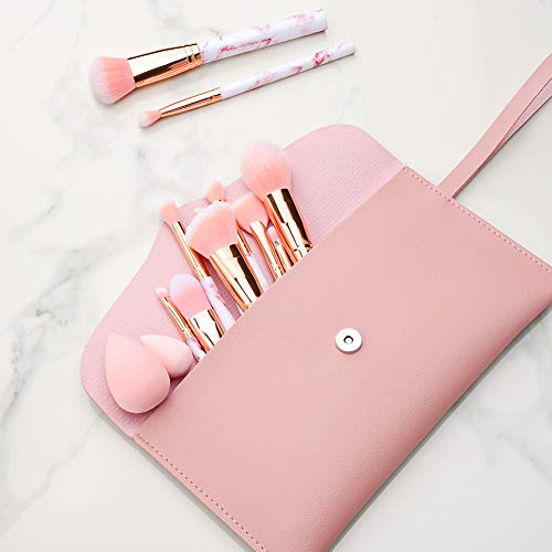 Makeup Brushes Sets Start Makers Professional 12Pcs Pink Marble Makeup Brush Set with Foundation Concealer Blush Eyeshadow Make Up Brushes Beauty