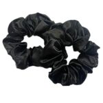 2 PCS Hair Scrunchies, Black Color Satin Silk Stretchy Solid Color Hairbands for Thick hair Curly Hair Thin Hair Sleeping Traceless Frizz Prevent