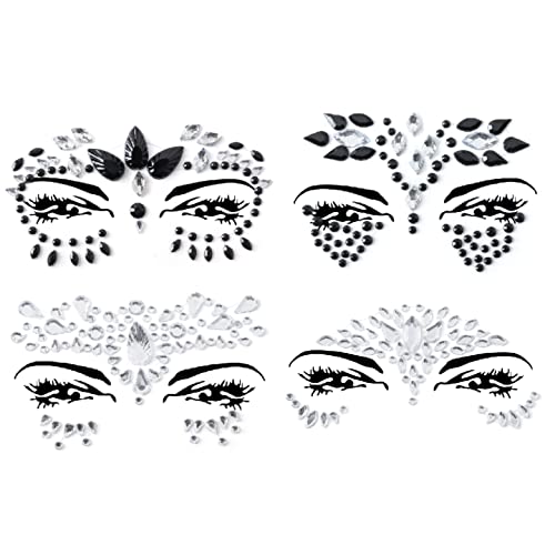 Face Gems Adhesive Glitter Face Jewels Tattoo Sticker Festival Gems Rave Party Body Make Up Body Jewels (4 PCS Gold (Z4ZAKGOL-A))