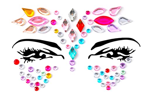 Face Gems Adhesive Glitter Jewel Tattoo Sticker Festival Gems Rave Party Body Make Up (Shine)