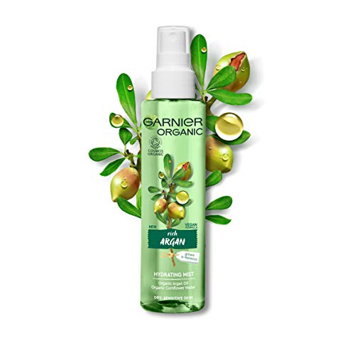 Garnier Organic Argan Hydrating Facial Spray Mist for Dry and Sensitive Skin, Hydrating and Refreshing Face Mist 150 ml