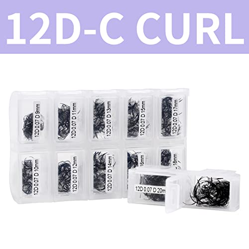 Pre Made Fan Volume Eyelash Extensions 10D 0.07mm D Curl 500 Fans 9-16mm Mixed Tray Premade Fans Loose Volume Lash Extensions Handmade Promade Lo