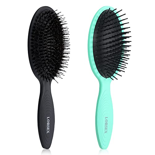 LORSEX 2 Pack Hair Brush, Large Detangling Paddle Hairbrush for Women Men and Kids, Great on Wet/Dry Hair Smoothing Massaging Detangling (Pink-Pu