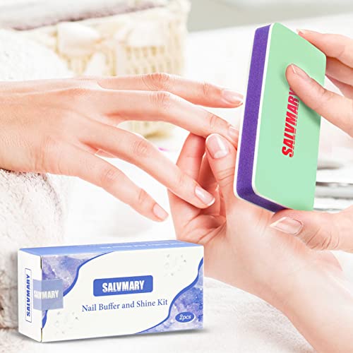 Shining Nail Buffer Block - 2 Sided Nail Shiner Sponge Polisher Buffing File 400/3000 Grit Manicure Nail Art Tools 2Pcs