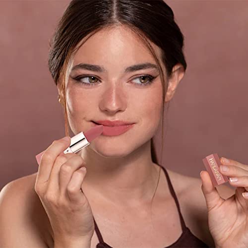 Matte Lipstick Long Lasting, Non Stick Cup Velvet Lipstick Lip Gloss Waterproof Lipstick Professional Lipstick Cosmetics Make Up Gifts Full-Cover