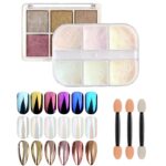 Bestomrogh 2 Pcs Chrome Nail Powder Shiny Nail Chrome Glitter Powder Set for Nail Art Design Decoration