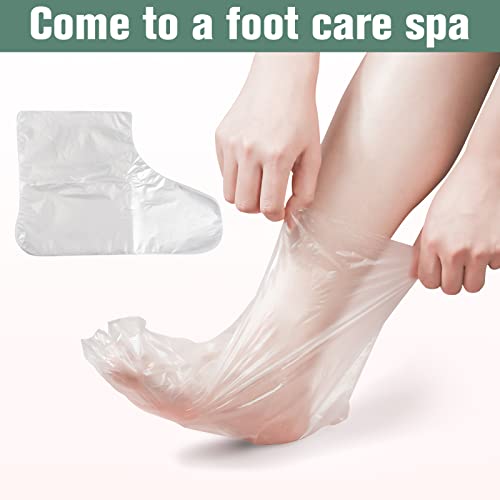 PROUSKY 100 Pieces Plastic Disposable Booties, Paraffin Wax Bath Liners for Pedicure Hot Spa Wax Treatment